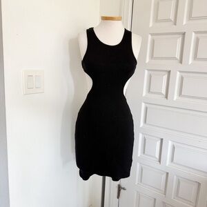 Animari Black Ribbed Sweater Dress Cutout Bodycon Size Medium